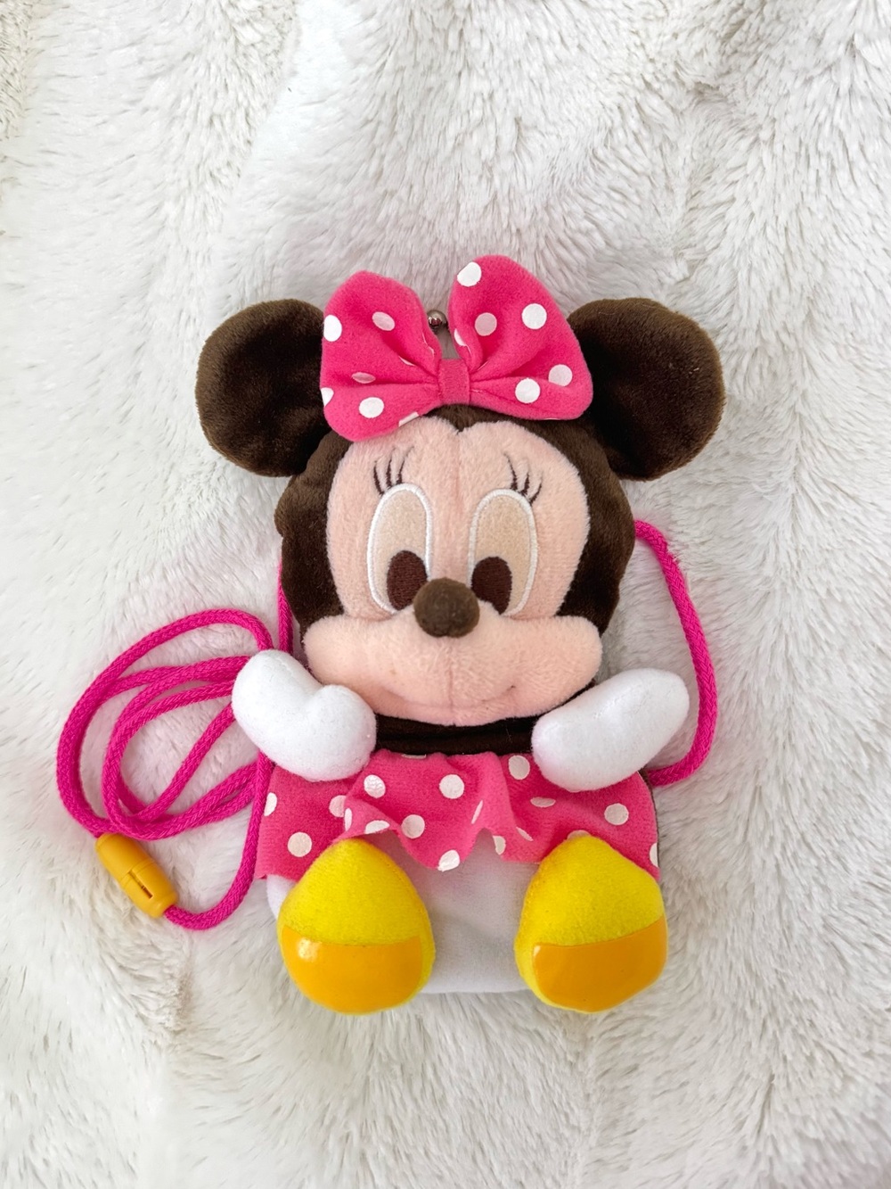 Minnie Mouse Plush Crossbody Bag - Pink, Yellow, Brown, White